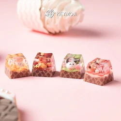 Animal Ice Cream Artisan Keycap Capybara Custom Cute Girl Resin Keyboard Cap Handmade Anime KeyCap for Mechanical Keyboard Gift