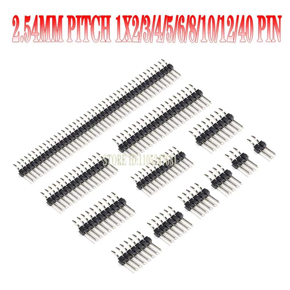 10pcs 2.54mm SMD/SMT Single Row Right Angle Header 1x2/3/4/5/6/8/10/12/40 Pin PCB Surface Mount Connector