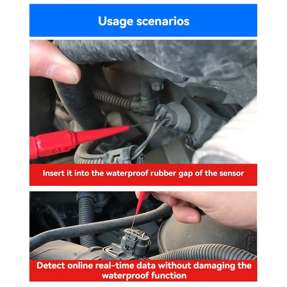 ABQX 10Pcs Diagnostic Tools Multimeter Test Lead Extention Back Piercing Needle Tip Probes Autotools Automotive Kit 0.7MM