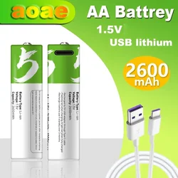 AA rechargeable battery 1.5V 2600 mWh lithium battery for combination lock,remote control, mouse, with USB TYPE-C charging cable