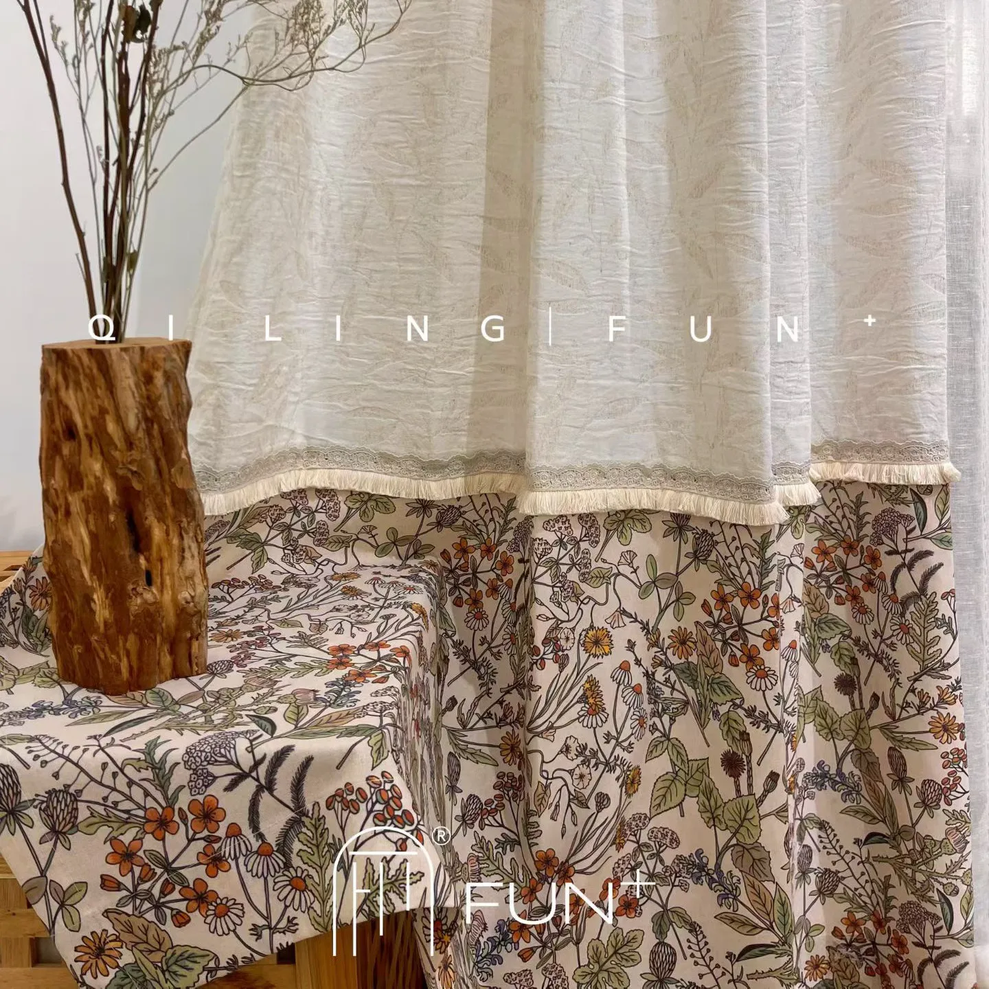 Retro Patchwork Gauze Curtains Cotton and Linen Curtains for Living Room and Bedroom Partition Customized
