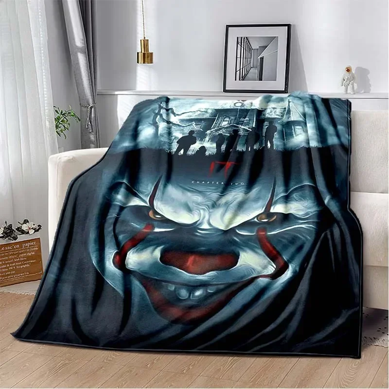 Dancing Clown Pennywise Pattern  Flannel Blanket,Multi-purpose Holiday Gift Blanket Warm And Soft Blankets All Seasons