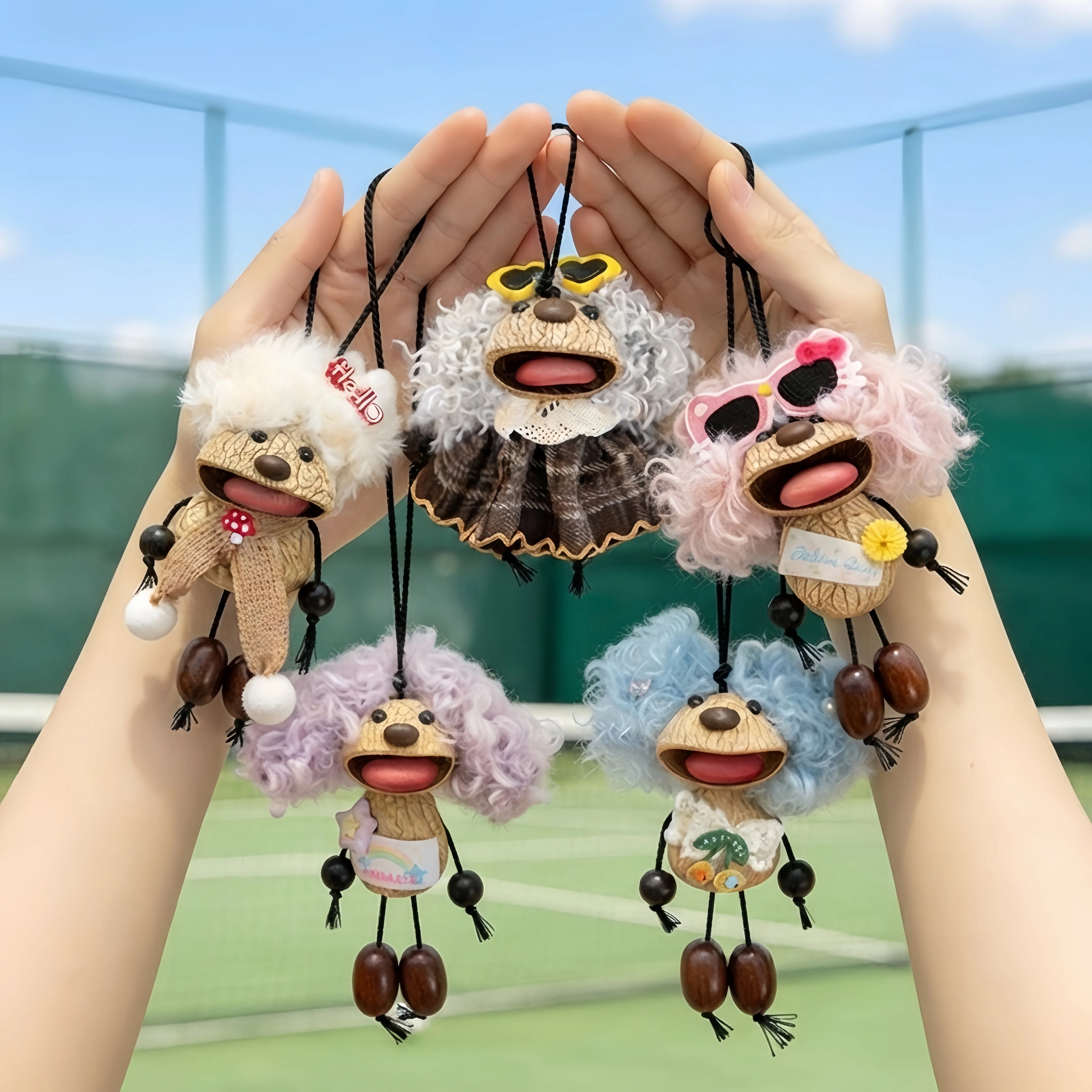 Cute Handmade Nut Shell Doll Pendant Creative Natural Fruit Shell Bag Charm Hanging Ornament Creative Birthday Gift  Decor Toy