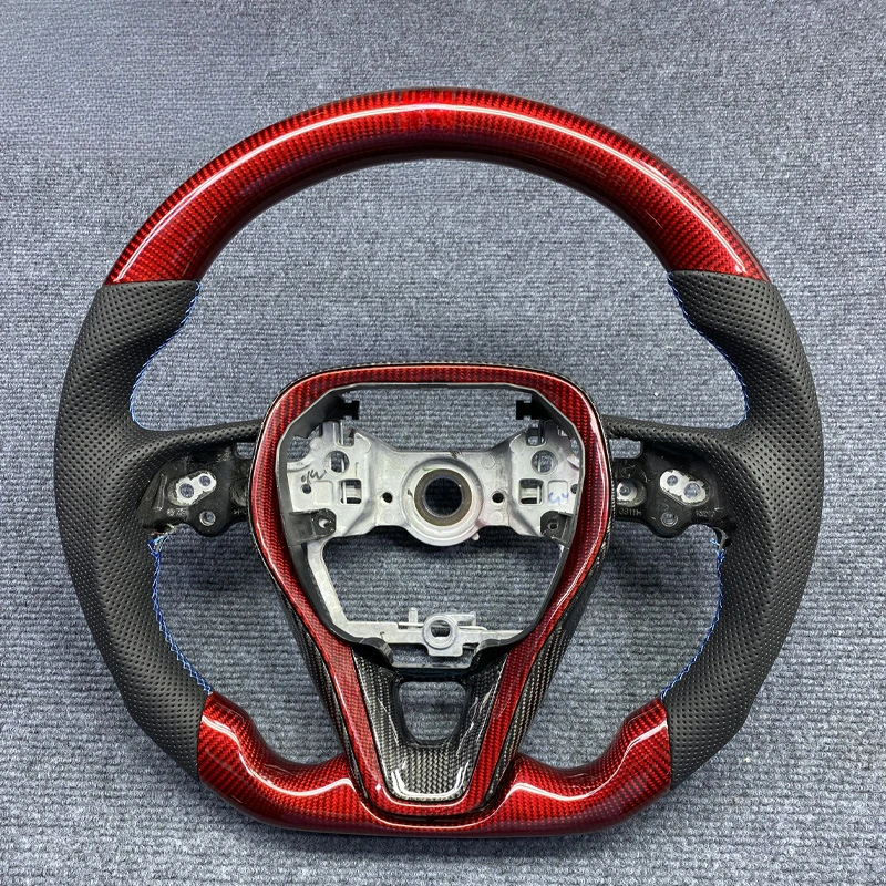 For Toyota Old To New Modified Suede LED Reflective Carbon Fiber Steering Wheel With Steering Wheel Horn Cover