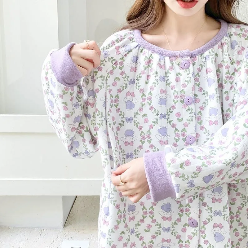 2024 neue dicke Luft Baumwolle Mond Kleidung Nachtwäsche Herbst Winter Frauen begrenzt Stillen schwangere Pyjamas Schwangerschaft Homewear