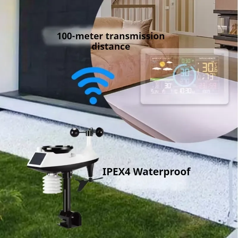 Digital Weather Station with Color Screen RF Wireless Indoor Outdoor Thermometer Hygrometer Humidity Monitor Alarm Clock Home