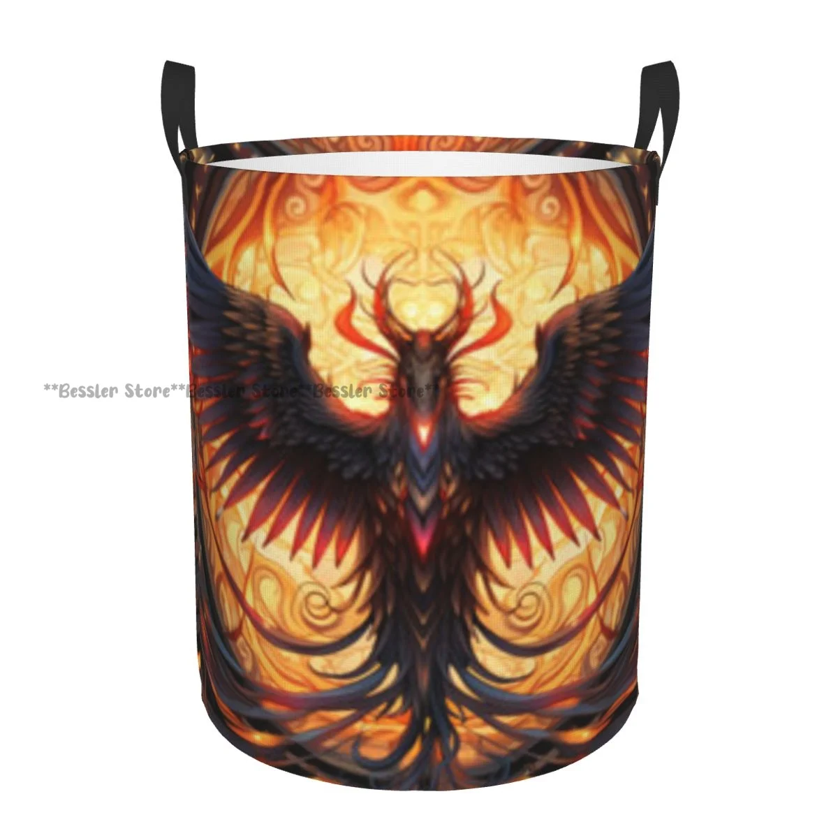 Dirty Laundry Basket Mythical Phoenix Folding Clothing Storage Bucket Home Waterproof Organizer