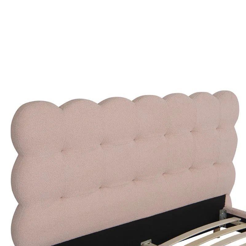 Camera da letto Letto in pile di agnello rosa con design a onde doppie