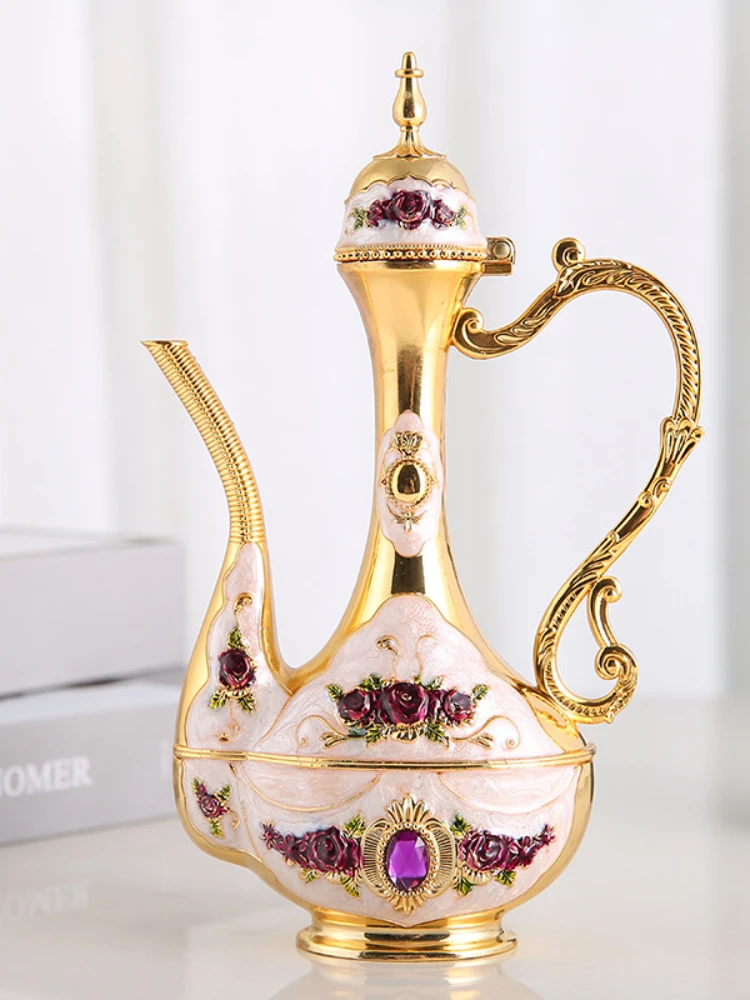 European high-end Baijiu wine set gift box antique enamel color hand-painted wine pot wine cup household decoration gift