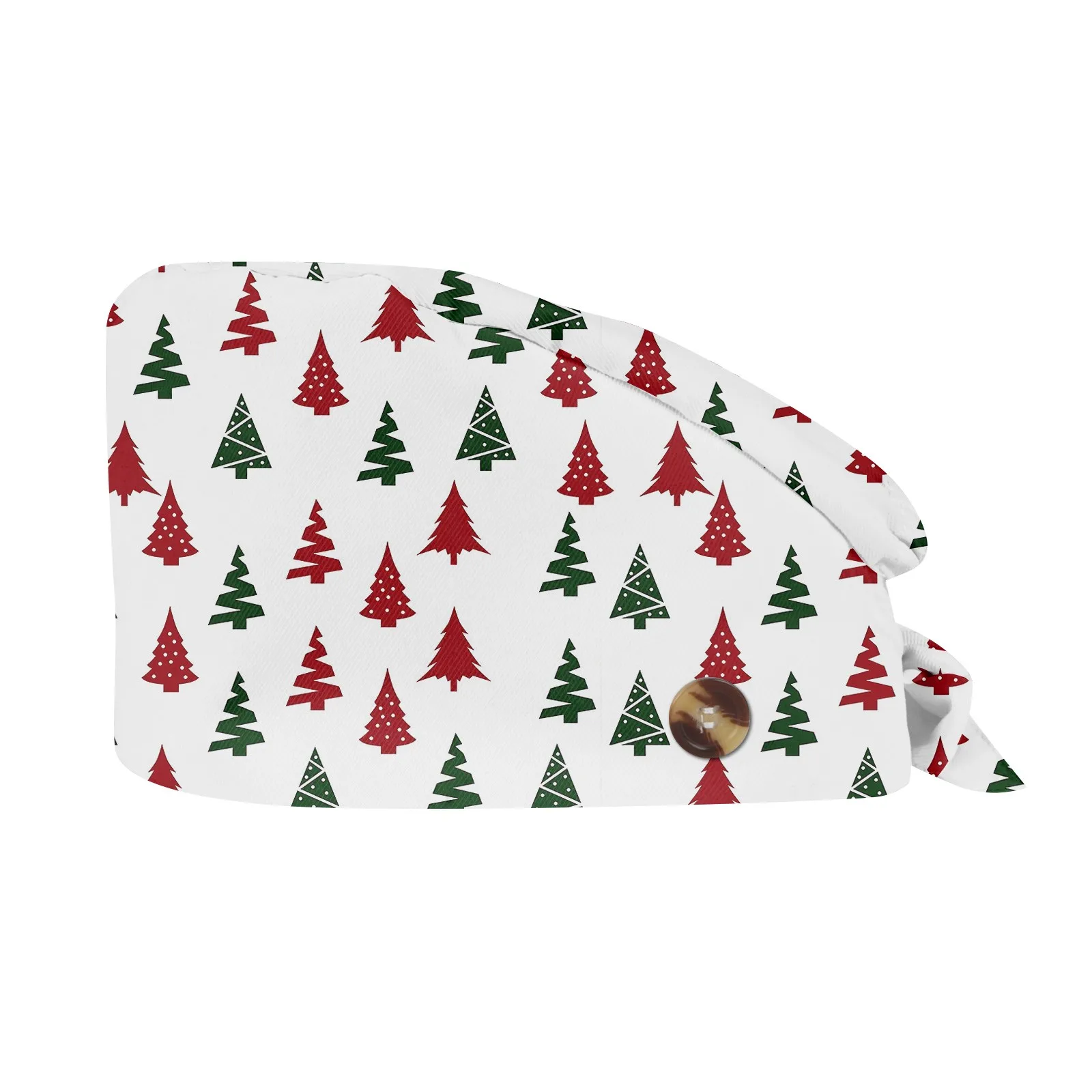 Kerst Patroonprint Unisex Verstelbare Scrub Hoed Schoonheidssalon Verpleegmuts Tandarts Werkhoed Met Knoop Scrubs Cap Kerst Kerst