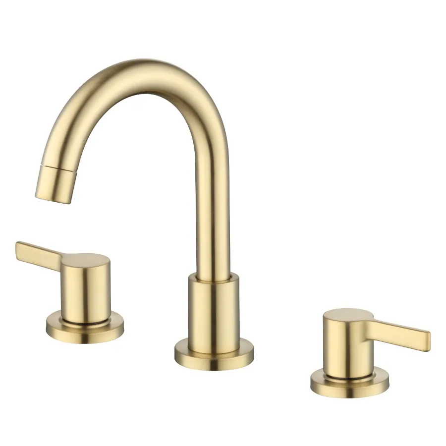 

8" Widespread Brushed Brass Bathroom Faucet with High-Arc Spout