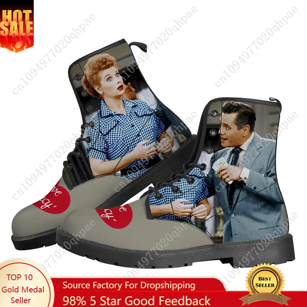 

Сапоги I Love Lucy, мужская и женская подростковая обувь, повседневные ботинки, уличная легкая обувь высокого качества с принтом для пары по запросу, обувь на заказ