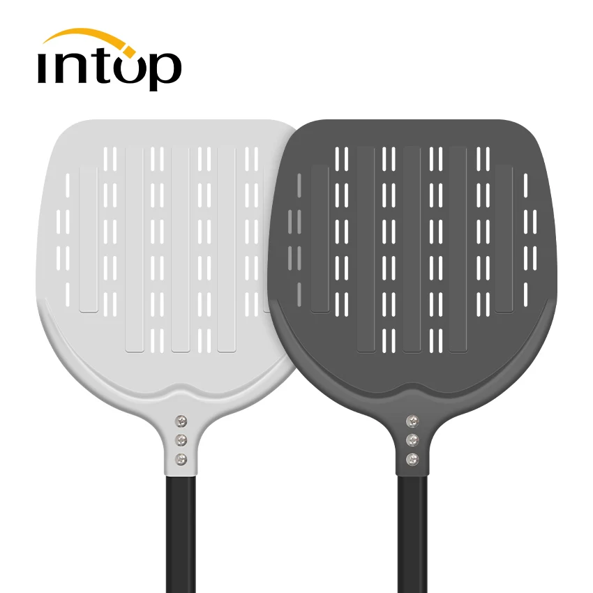 

kitchen Utensil 12inch Perforated Pizza Paddle Shovel Aluminum Hard Coating Detachable Pizza Peel Tray for Pizza Oven Gadget