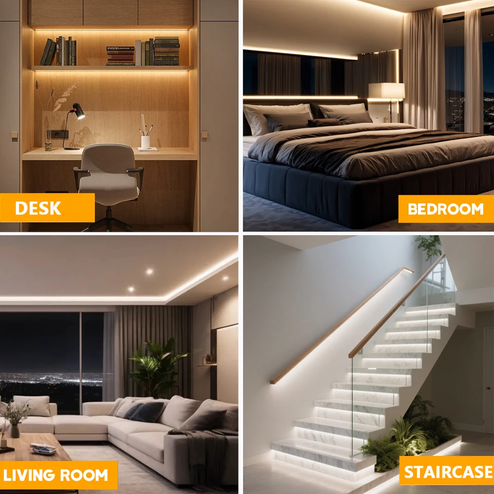 12 فولت 24 فولت 1 2 5 صفوف COB LED قطاع ضوء السوبر مشرق 320 600 1600 المصابيح شريط مرن عالية الكثافة الخطي مصباح 3000 كيلو 4000 كيلو 6000 كيلو