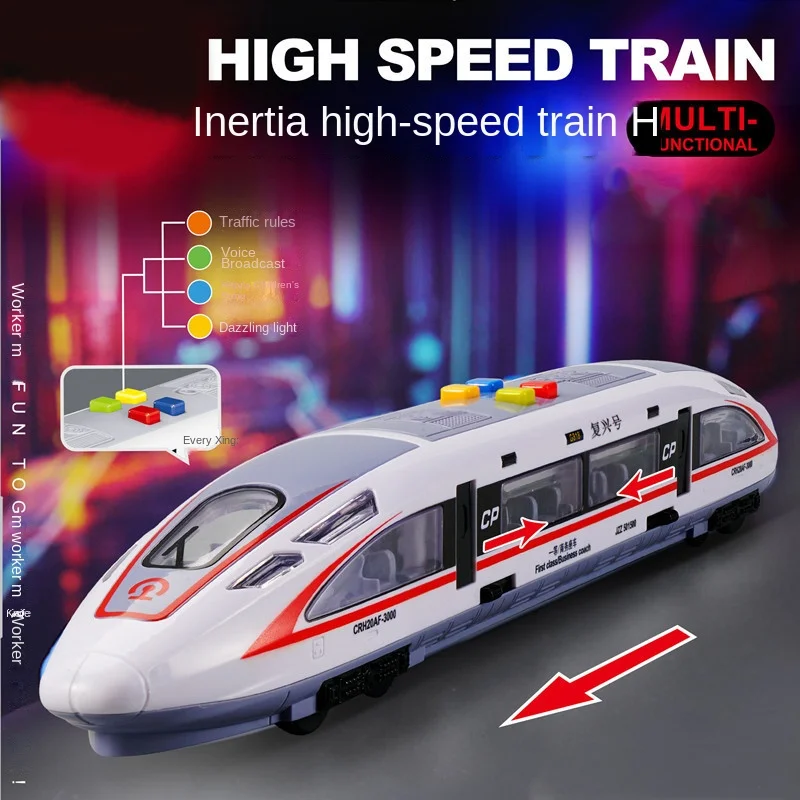 1:12 Bidirectional Inertial Sound Light Toy Multifunctional High Speed Rail Train Simulation Fuxing High-speed Railway Model Toy