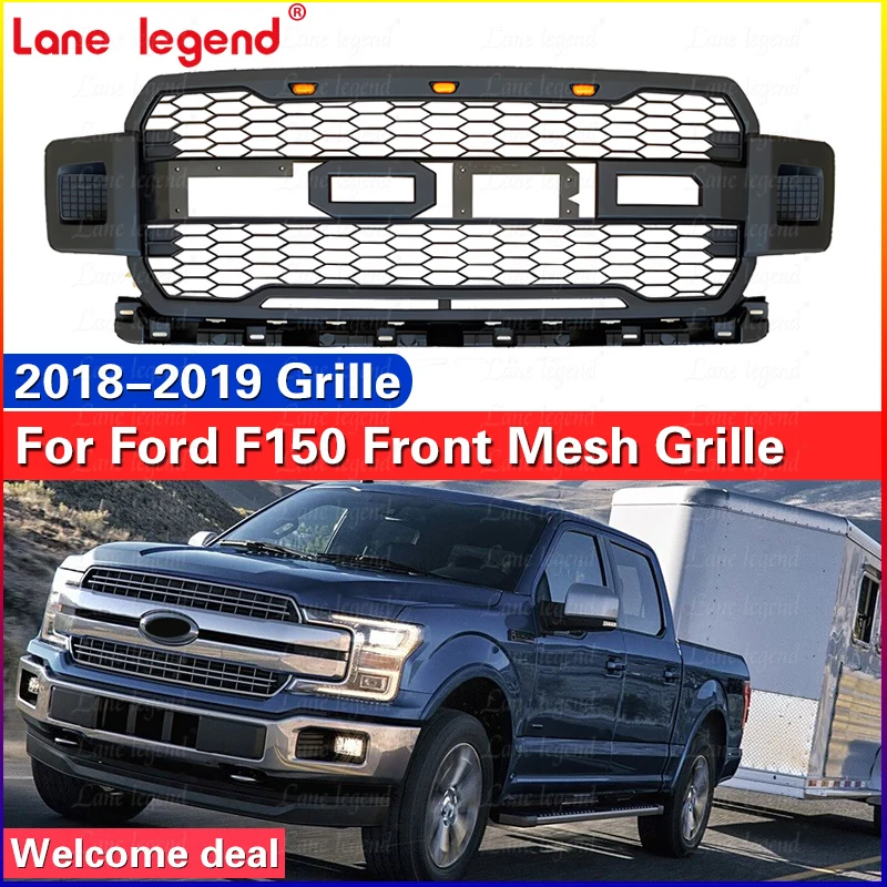 For Ford F150 2018 2019 Raptor Grills Pickup Racing Grille Front Grill Bumper Grilles Cover Truck Parts Car ABS Grill Mesh