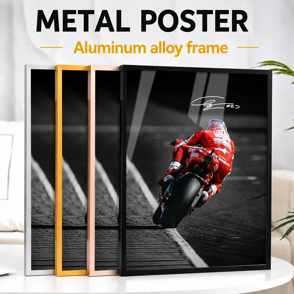 Francesco Bagnaia MotoGP Framed Metal Print Customized Photo Monochrome Action Style Wall Art For Garage Special Champion Gift