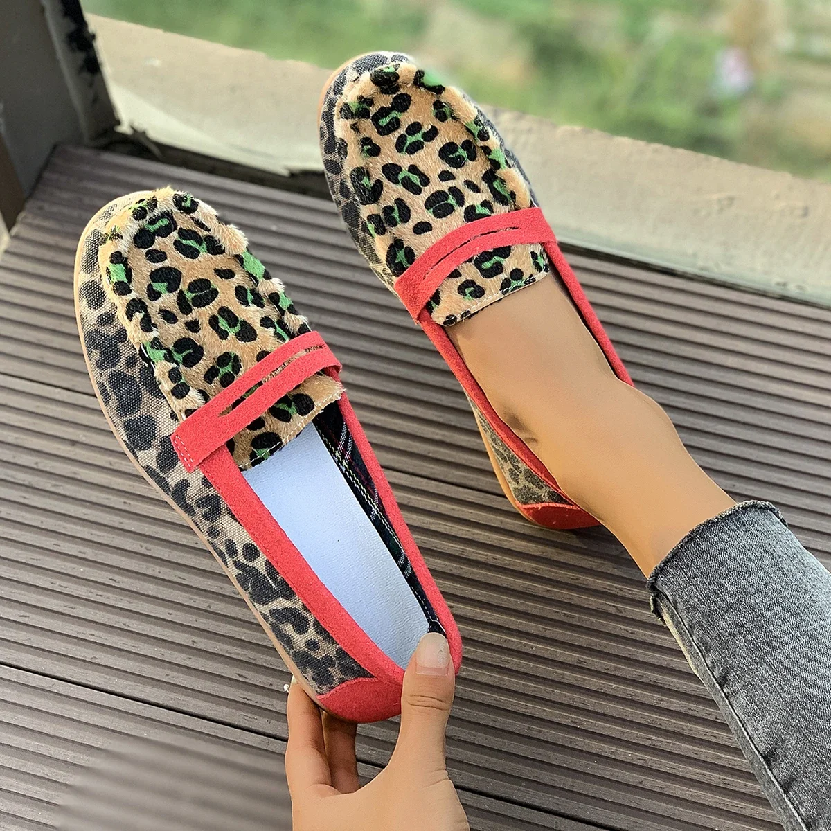 Vrouwen Flats Schoenen Lente Herfst Nieuwe Mode Comfortabele Elegante Sneakers Vrouwen Luipaard Print Slijtvaste Enkele Schoenen Vrouwen