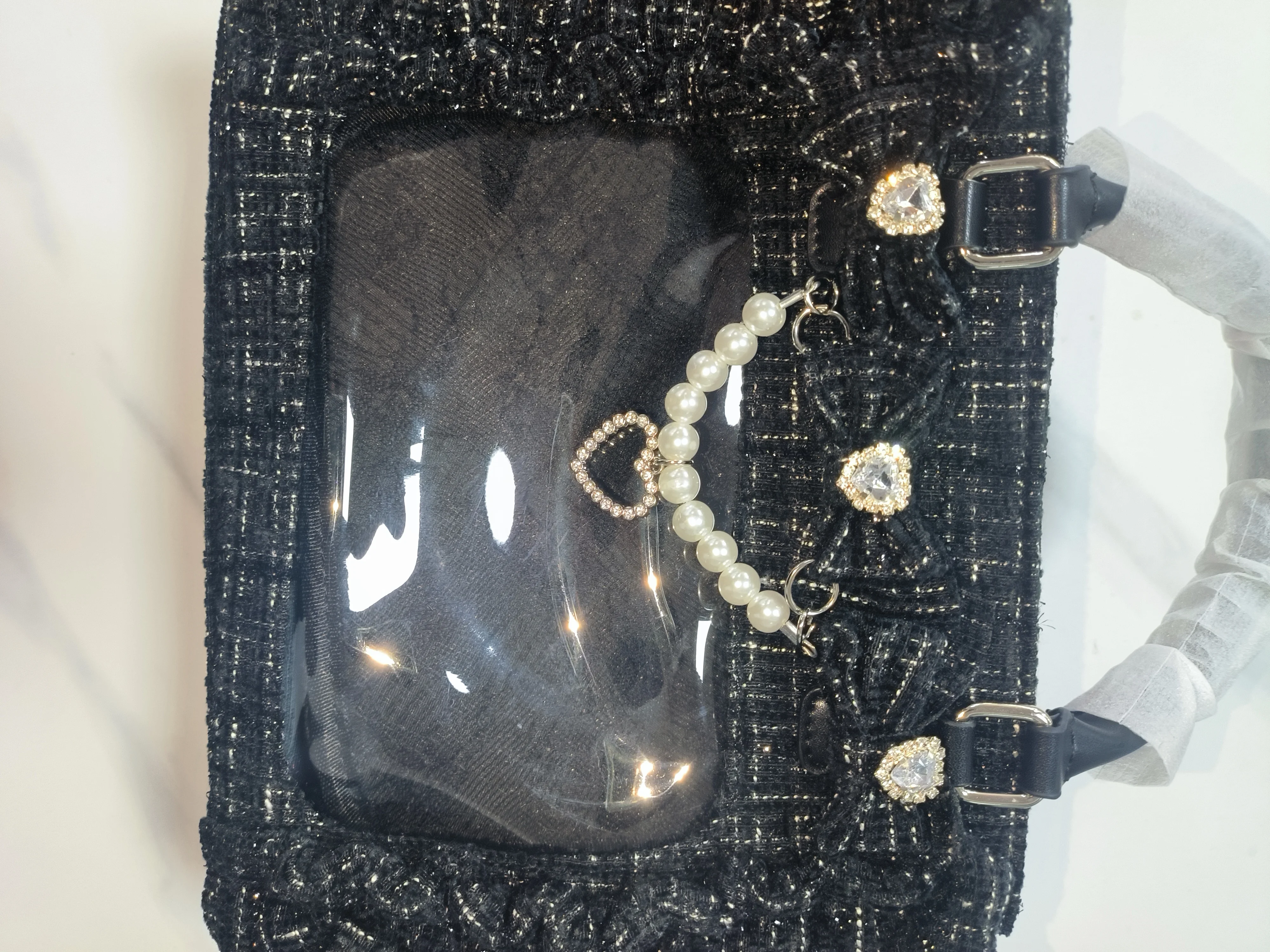 Y2k Ita-Tasche für Mädchen mit großem Fassungsvermögen, Rüschen-Schleifen-Dekor, Preppy-Style-Handtasche, JK-Uniform-Tasche, japanische transparente Tasche mit Taschen – Detail 7