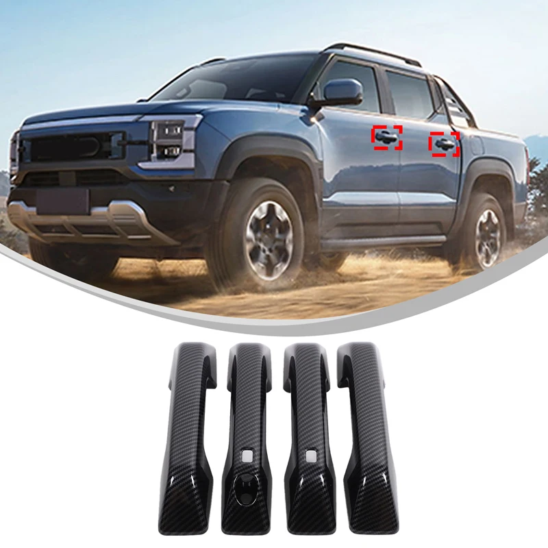 

For BYD SHARK 2024 2025+ Car Exterior Door Handle Decorative Shell ABS Carbon Fiber Car Modification Accessories