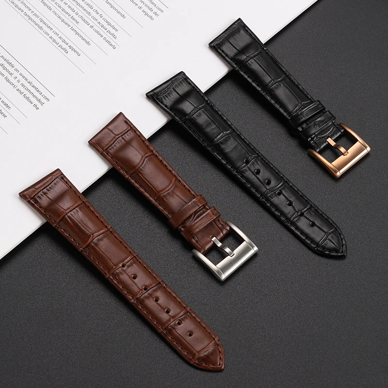 Head Layer Cowhide Watch Strap For Hamilton Ventura Series H24515551 H24515591 H24401731 Leather Watchband 21mm Black Brown