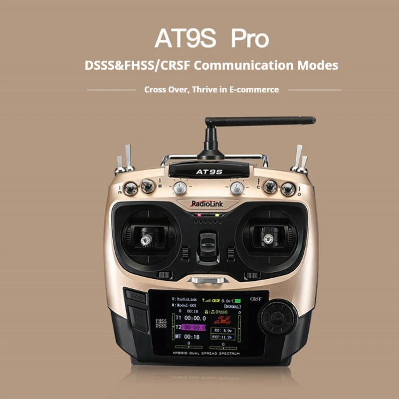 

Радиопередатчик RadioLink AT9S Pro 2.4G, 10 каналов, режимы связи DSSS FHSS CRSF для радиоуправляемых дронов, автомобилей, лодок, авиамоделей