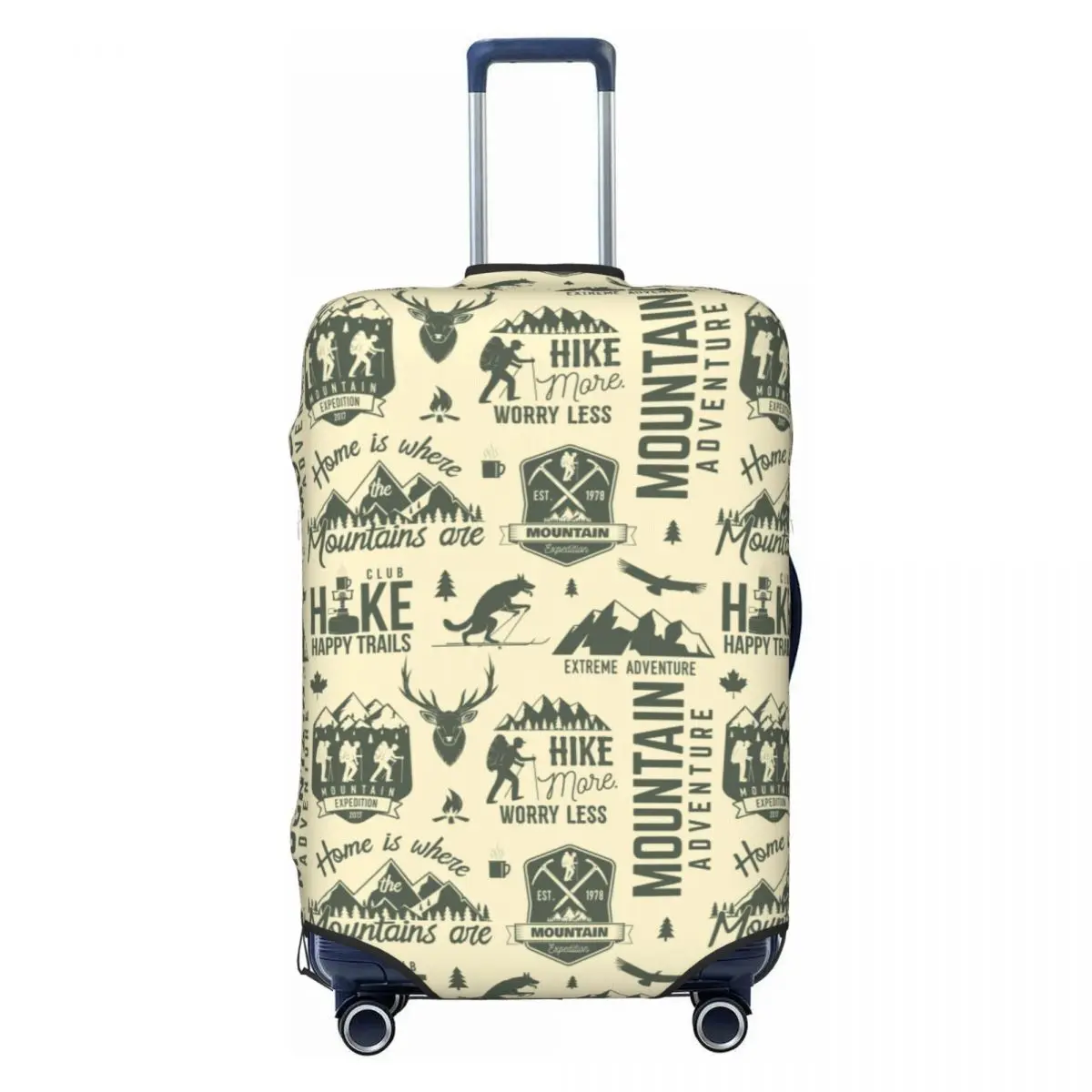 Custom Vintage Mountain Hike Ski Seamless Print Luggage Cover Protector Washable Travel Suitcase Covers
