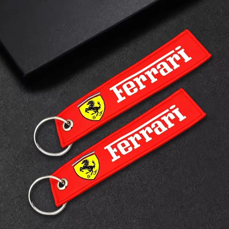 Bordado ferrari emblemas chaveiro pingente decoração acessórios para ferrari roma 488 portofino f8 roma sf90 superfast