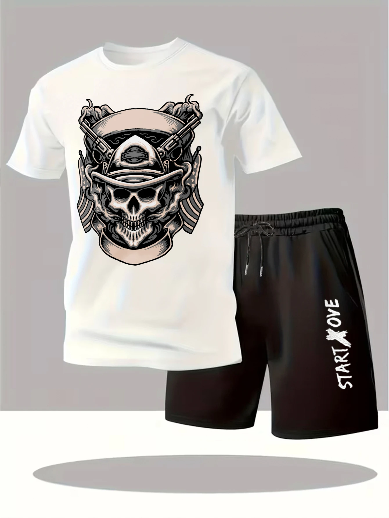 

Мужские комплекты 2025: Новинка! Модный спортивный костюм Y2K с принтом, свитшот и шорты. Мужской спортивный костюм с коротким рукавом.