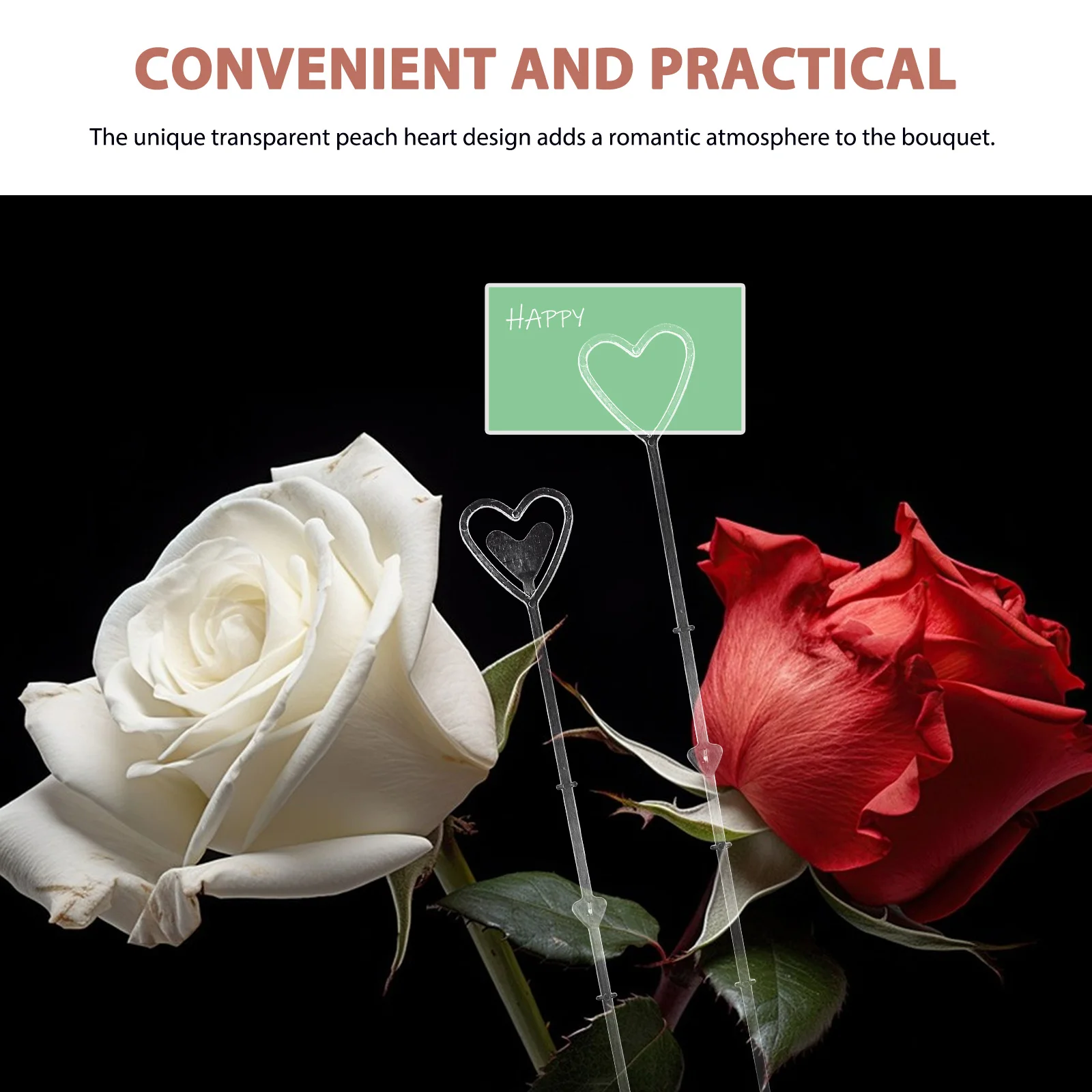 

Heart Shaped Card Holder Clear Plastic Picks Floral Arrangement DIY Bouquet Supplies Wedding Accessories Flower Sticks Card