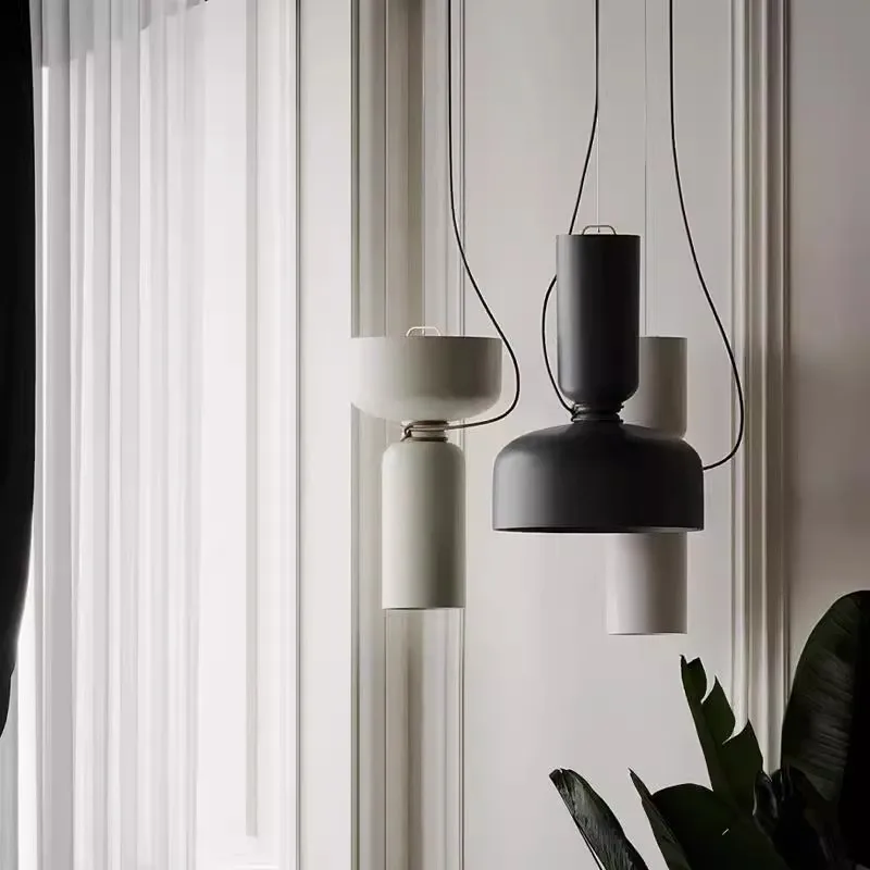 

Contemporary Nordic White Pendant Light for Dining Room Home Decor Modern Brief Black Iron E27 LED Bulb Pendant Lamp