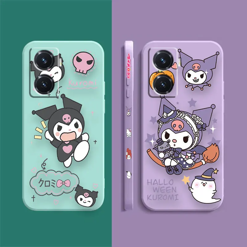 Case For VIVO Y55S Y31 Y33S Y55 Y35 Y51S Y52S Y53S Y66 Y73S Y77 5G Y85 Y93 Case Funda Cqoue Shell Capa Cartoon Cute K-Kuromi Cat