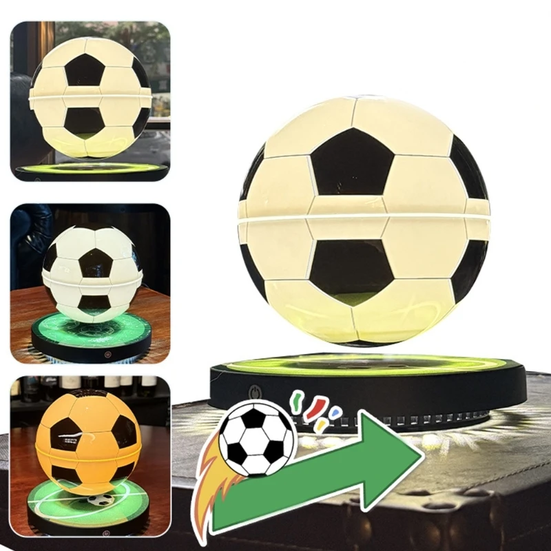 Floating Soccer Ball Night Light with Touch Base, 14 Ball and 17 Stand, Desk Lamp for Bedroom, Office, Shelf, and E65A