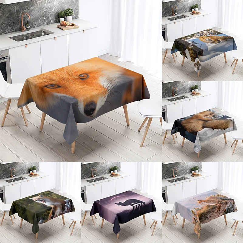 Cute Fox Tablecloth Party Restaurant Table Decoration Waterproof Rectangular  Kawaii New Home Kitchen