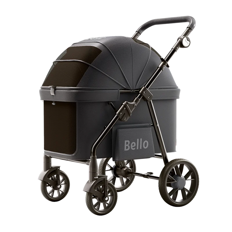 STLFBello Nieuw design opvouwbare kinderwagen voor grote honden, 4 wielen, premium reistas