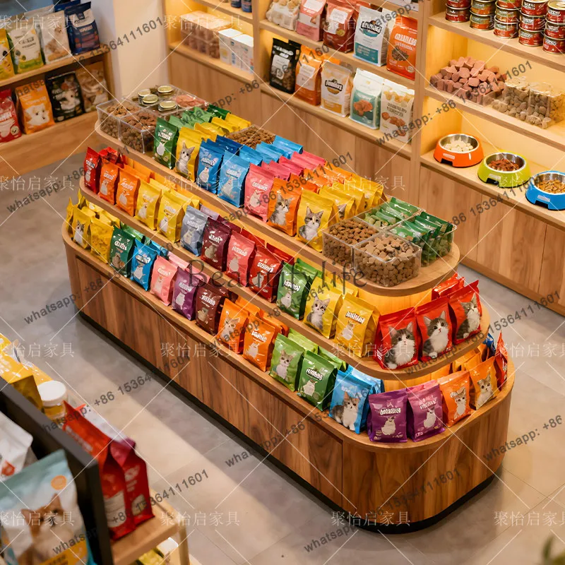 Factory Direct Solid wood pet store circular display stand figure store multi-layer display stand