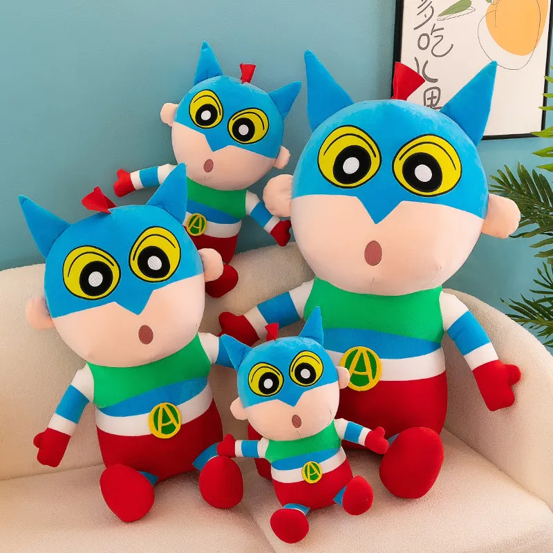 

Популярная большая плюшевая игрушка Шин-чан в костюме героя, мягкая набивная кукла, подарок на день рождения для детей, подушка для сна, мультяшный аниме-компаньон для игр