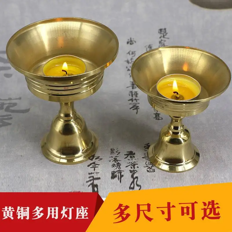 Butter Lamp Holder Changming Lamp Copper Base Temple Domestic Buddha Worship Lamp Holder Buddha Front Butter Candlestick Wholesa