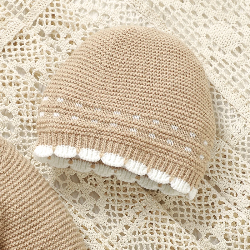 Winter Long Sleeves Knitted Baby Rompers Hats Clothes Newborn Boy Girl Jumpsuits 0-18m Infant Unisex Outfits Playsuits 2pcs/Sets
