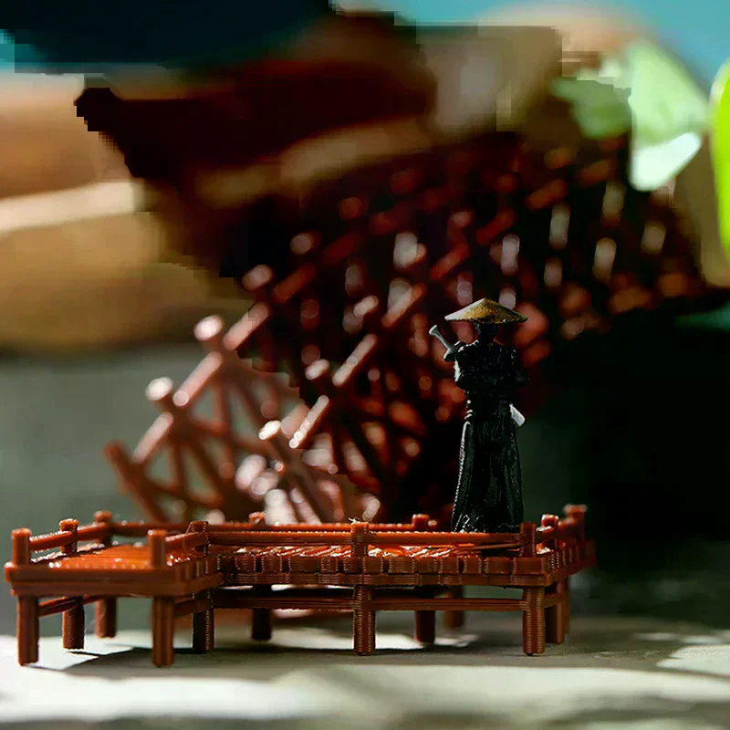 Bridge Statue Ancient Building Model Japanese Pavilion Decorations Miniature Zen Garden Aquarium Bonsai Ornaments Chinese