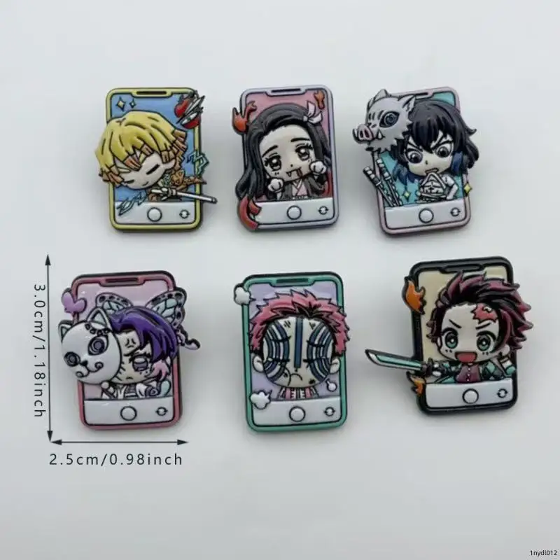 6pcs Cartoon Brooch Badge Clothing Backpack Accessories Pin Alloy Badge image 6