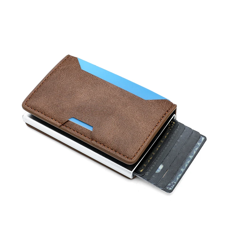 Rfid Aluminum Men Wallet Card Holders Purse Carbon Fiber Men Business Slim Thin Smart Wallet Credit Cardholder Case Note Holder