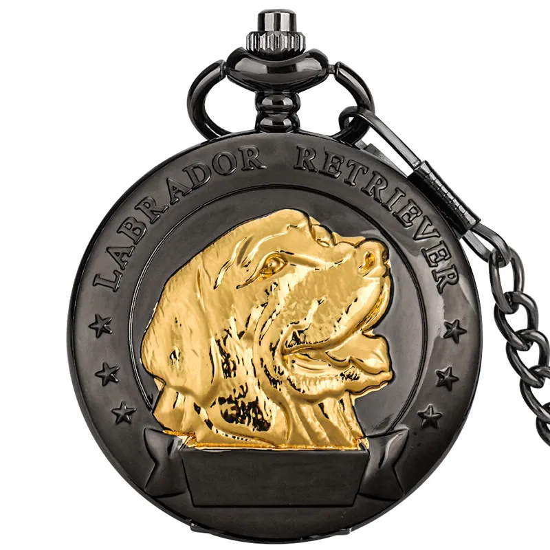 Klassische Labrador Retriever Design Uhr Tier Haustier Hund Fall Römische Zahl Quarz Analog Taschenuhr für Männer Frauen Lange Kette