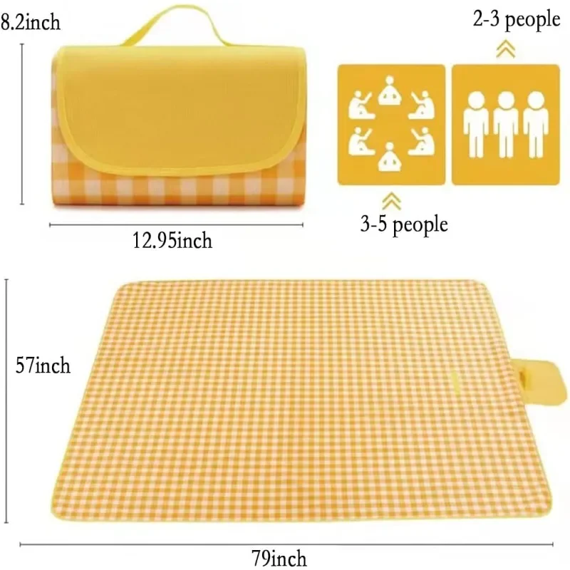 Picnic Mat Waterproof and Sandproof Beach Blanket FoldablePortable Outdoor Camping Hiking Travel Lawn Park MusicFestival LawnMat