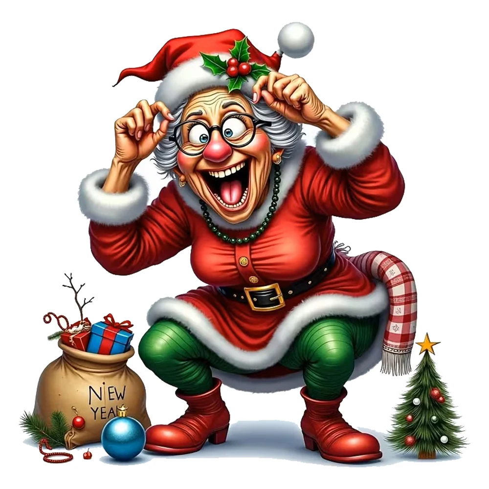 OZ3841#Humorous Santa Claus Stickers Windows, and Walls - Self-adhesive, Single-use - Can Be Applied to Glass, Metal, and Cerami