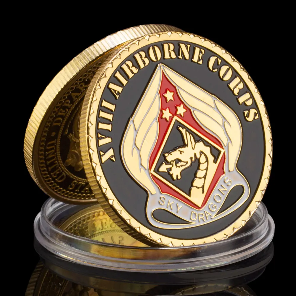 United States of America Department of Army XVIII Airborne Corps Gold Plated Souvenir Coin Challenge Coin Commemorative Coin