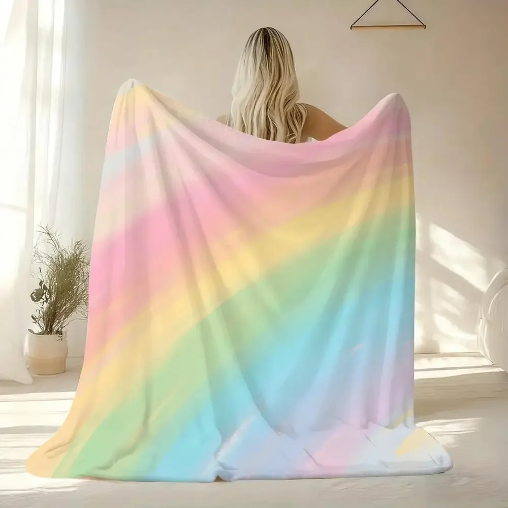 Soft Rainbow Gradient Throw Blanket Cozy Plush Throw for Couch Bed Decor Gift dorm room essential blanket