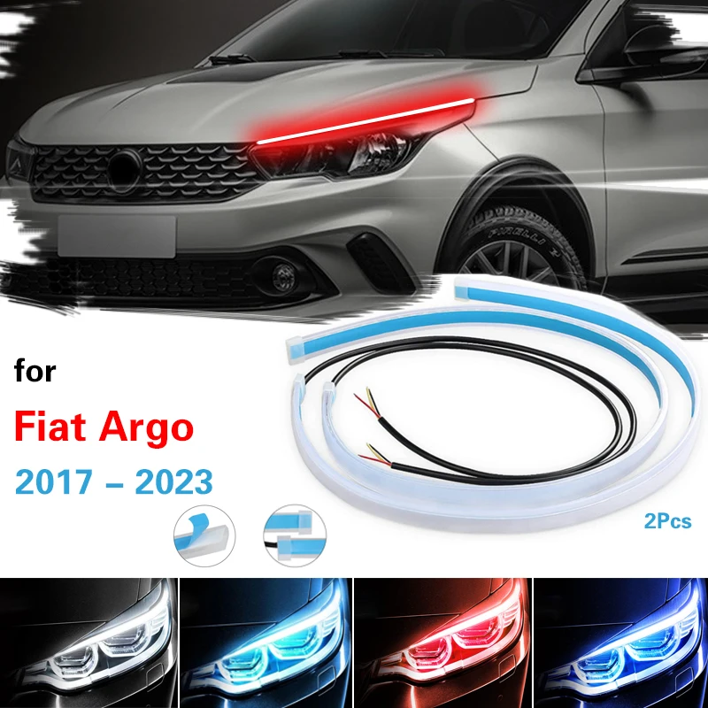 

2pcs/pair Ultra Thin Double Color Car Waterproof LED Strip DRL Flowing Turn Lamp Daytime Running Strip For Fiat Argo 2017-2023