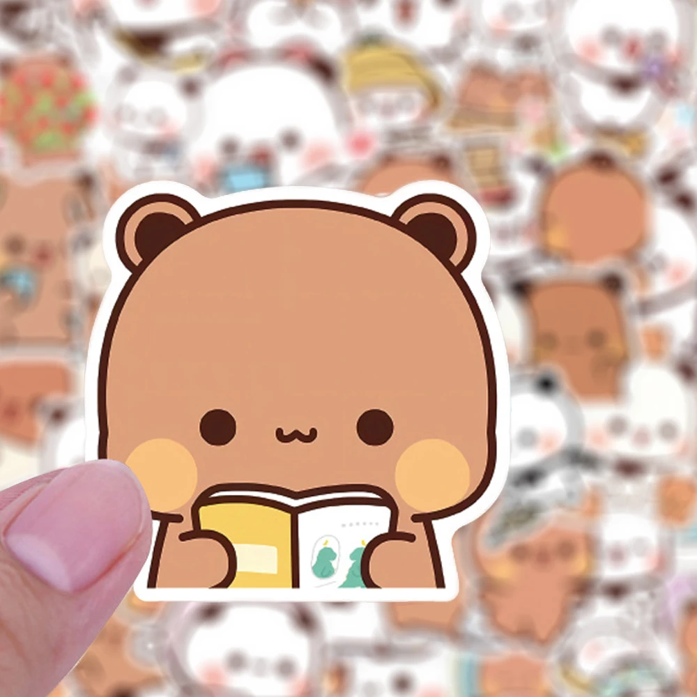 10/30/50/100pcs Bubu and Dudu Anime Stickers Kawaii Bear Couple Cartoon Sticker DIY Scrapbook Guitar Phone Cute Decals Wholesale