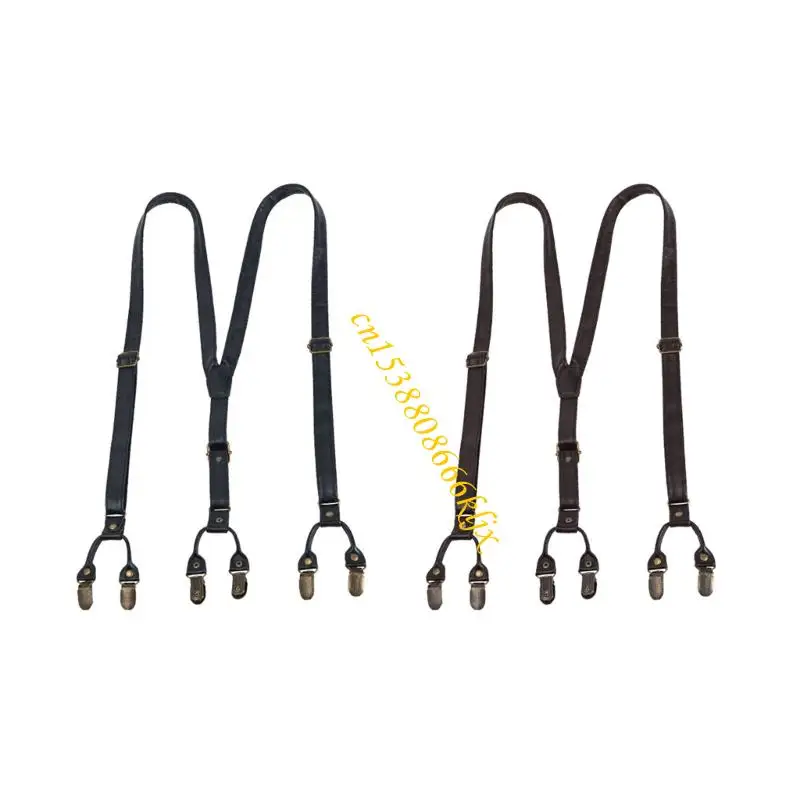 Suspender retro yang menarik 6 klip nonslip pria prom wear pu leather accessory 066c